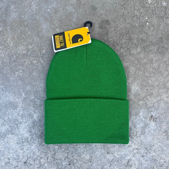 Carhartt Knit Cuffed Beanie Green Carhartt Beanie Patch NWT A18 GD8 - Picture 4 of 7